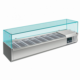 countertop cooling vitrine EVRX 1800/380 | 8 x GN 1/3 - 150 mm | 1800 mm x 395 mm H 435 mm product photo