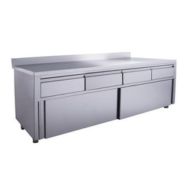 sliding door cabinet with upstand | 4 drawers | 1800 mm x 700 mm H 850 mm product photo