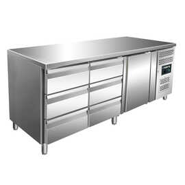 Refrigerated counter with 1 door and 2 x 3 drawer sets, model KYLJA 3150 TN product photo