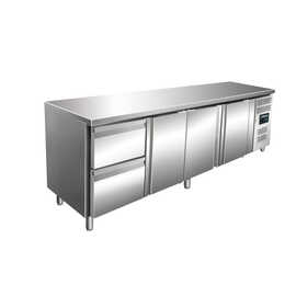 Refrigerated counter with 3 doors and 1x 2-drawer set, model KYLJA 4110 TN product photo