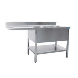 Sink unit with 2 basins on the right - W 1600 x D 700 mm product photo
