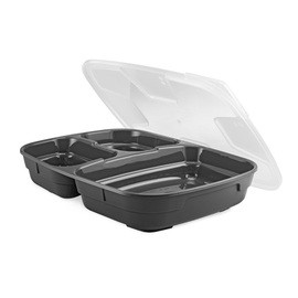 menu bowl set GOODBOWL Trio reusable PP anthracite | 3 compartments 1020 ml | 5 bowls | 5 lids product photo