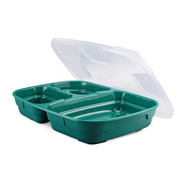 menu bowl set GOODBOWL Trio reusable PP green | 3 compartments 1020 ml | 5 bowls | 5 lids product photo