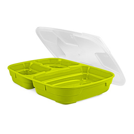 menu bowl set GOODBOWL Trio reusable PP lime | 3 compartments 1020 ml | 5 bowls | 5 lids product photo