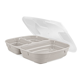 menu bowl set GOODBOWL Trio reusable PP beige | 3 compartments 1020 ml | 5 bowls | 5 lids product photo
