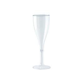 champagne goblet 10 cl reusable polycarbonate brilliant clear with mark; product photo