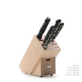 knife block CLASSIC beech with 3 knives | 1 sharpening steel | 1 pair of scissors product photo