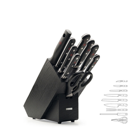 knife block CLASSIC Ash | black with 6 knives|sharpening steel|scissors|fork product photo