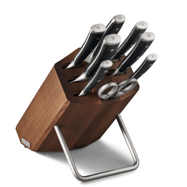 stylish magnetic knife block CLASSIC IKON beech brown with 6 knives|sharpening steel|scissors product photo