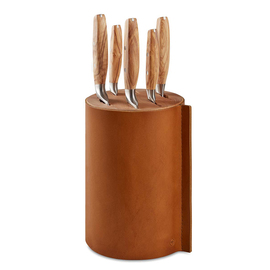 knife block AMICI leather brown L 165 mm H 379 mm product photo
