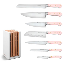 knife block with 7 knives CLASSIC COLOUR Pink Himalayan Salt product photo