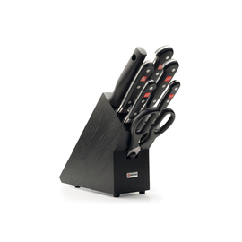 knife block CLASSIC wood ash tree black with 5 knives|sharpening steel |scissors L 260 mm H 210 mm product photo