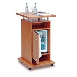 Electrically cooled beverage cart, oak dark, noiseless, cooling volume: 60 ltr., 4 double wheels Ø 50 mm product photo