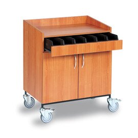 waiter station|service station cherry wood coloured 2 wing doors with 6 cutlery containers product photo