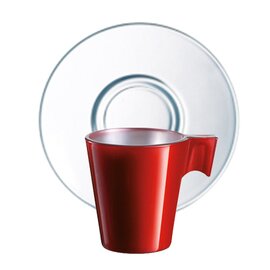 cup 80 ml tempered glass red with handle with lid|feeding cup top product photo
