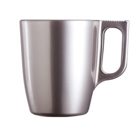 mug Flashy Mokamia tempered glass silver coloured with handle product photo
