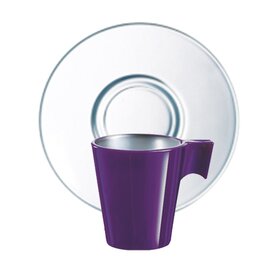 cup 80 ml tempered glass purple with handle with transparent saucer product photo