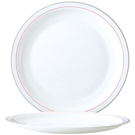 plate HOTELIERE VALERIE CHERRY | tempered glass white grey red | two rim lines  Ø 258 mm product photo