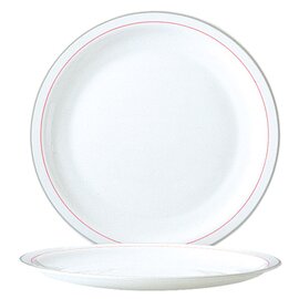 CLEARANCE | plate HOTELIERE VALERIE CHERRY | tempered glass white grey red | two rim lines  Ø 195 mm product photo