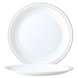 Clearance | plate HOTELIERE VALERIE CHERRY | tempered glass white grey red | two rim lines  Ø 195 mm product photo