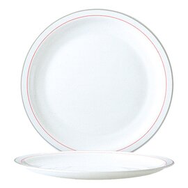 Clearance | plate HOTELIERE VALERIE CHERRY | tempered glass white grey red | two rim lines  Ø 155 mm product photo