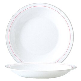 plate HOTELIERE VALERIE CHERRY | tempered glass white grey red | two rim lines  Ø 225 mm product photo