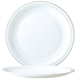 plate HOTELIERE VALERIE BLUE JEAN | tempered glass blue white grey | two rim lines  Ø 235 mm product photo