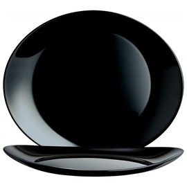 steak plate EVOLUTIONS BLACK | tempered glass black | oval 300 mm x 260 mm product photo