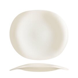 plate TENDENCY | tempered glass cream white | oval | curved 315 mm  x 265 mm product photo