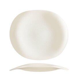 CLEARANCE | plate TENDENCY | tempered glass cream white | oval | curved 315 mm  x 265 mm product photo