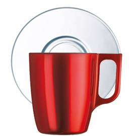 mug FLASHY COLORS Flashy Coulis 250 ml tempered glass red with handle with transparent saucer product photo