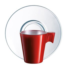 hot beverage mug Longo Red tempered glass red with handle with saucer product photo