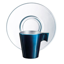 cup FLASHY COLORS Espresso Petrol 80 ml tempered glass petroleum coloured with handle with transparent saucer product photo