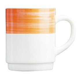 coffee mug BRUSH ORANGE 25 cl tempered glass broad coloured rim product photo