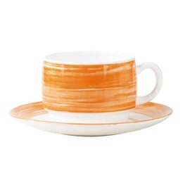 cup BRUSH ORANGE 190 ml tempered glass with saucer product photo