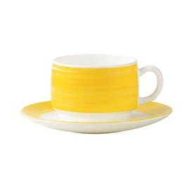 cup BRUSH YELLOW 190 ml tempered glass with saucer product photo