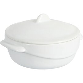 Mini Casserole, round, 10 cm, with lid, earthenware, content: 20 cl, Ø 112 mm, with handles 130 mm, H 70 mm, white product photo