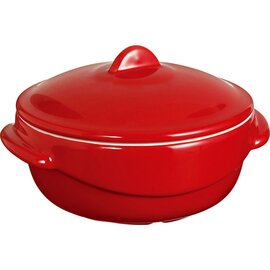 Mini Casserole, round, 10 cm, with lid, earthenware, content: 20 cl, Ø 112 mm, with handles 130 mm, H 70 mm, red product photo