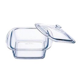 Clearance | square casserole with lid, Cook & Serve, borosilicate glass, 25 cl, Ø without rim 110 mm, Ø, with rim 130 mm, h 75 mm, 480 g, oven temperature 300 °C max. product photo