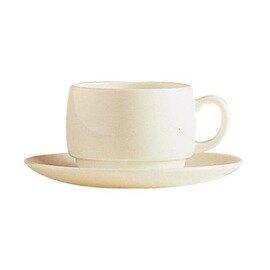 Clearance | cup, gastronomy ivory uni, stackable, content 19 cl, Ø without handle 78 mm, Ø with Hkl 104 mm, height 64 mm, weight 190 g product photo