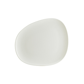 plate flat ENVISIO IRIS WHITE Vago porcelain white rim grooves oval asymmetrical | 190 mm x 153 mm product photo