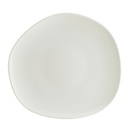plate flat ENVISIO IRIS WHITE Vago porcelain white rim grooves oval asymmetrical | 290 mm x 270 mm product photo
