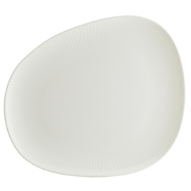 plate flat ENVISIO IRIS WHITE Vago porcelain white rim grooves oval asymmetrical | 330 mm x 275 mm product photo