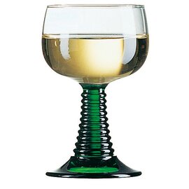 CLEARANCE | roman wine glass with green stem 14 cl transparent green with relief product photo