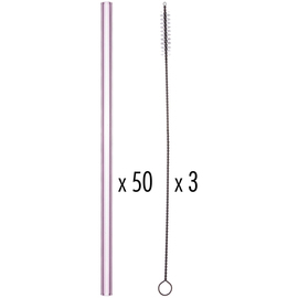 drinking straw glass pink L 200 mm | 50 straws | 3 cleaning brushes product photo  S