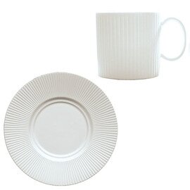 cup GINSENG with handle 260 ml porcelain cream white with relief with saucer  H 70 mm product photo