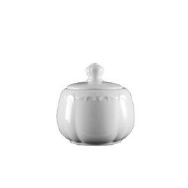 sugar jar MARIENBAD 230 ml porcelain white with lid with relief  Ø 88 mm  H 86 mm product photo