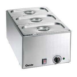 water bath | bain marie gastronorm  • 1200 watts | 3 containers | lid GN 1/3 product photo