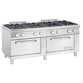 8-flame gas oven with 2 electric ovens GN 2/1 &quot;, series&quot; 900 Master &quot;, stainless steel, with pilot flame, with two-burner burner, dimensions: B 1800 x D 900 x H 850-900 mm product photo