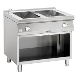 Electric water bath, series "900 Master", basin size 2 x 1/1 GN + 2 x 1/3 GN for 150mm deep containers, with water inlet at the basin and outlet at the bottom, base open, (without GN container) product photo